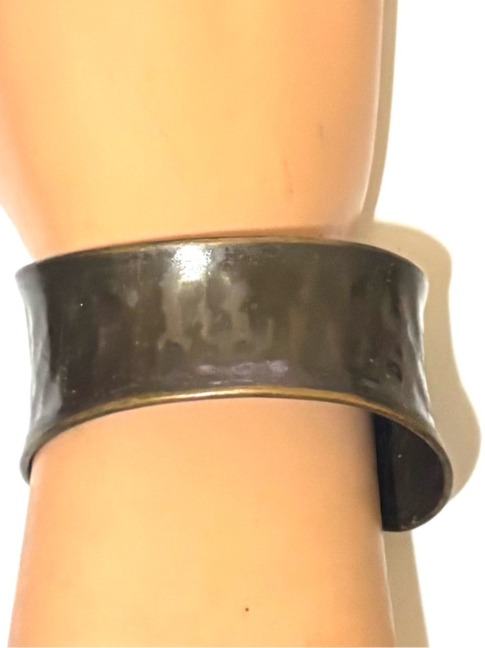 Vintage Classic Wide Brown Metal Cuff Bracelet -